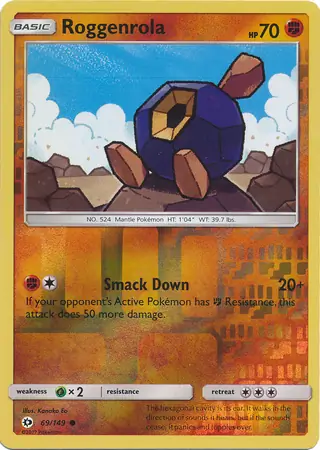 Roggenrola Reverse Holo Pokemon card from Sun & Moon