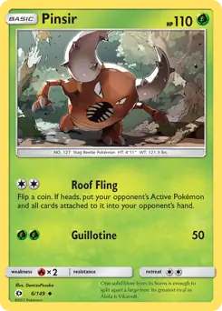Pinsir Pokemon card from Sun & Moon