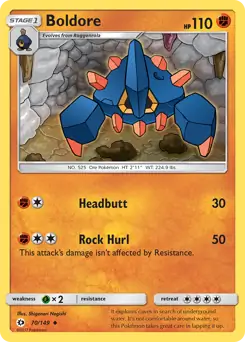 Boldore Pokemon card from Sun & Moon