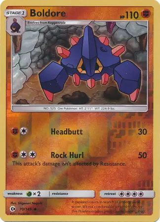 Boldore Reverse Holo Pokemon card from Sun & Moon
