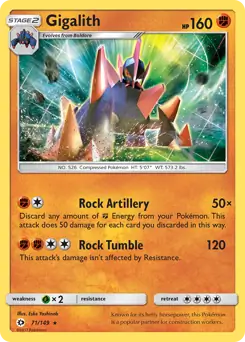 Gigalith Pokemon card from Sun & Moon