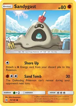 Sandygast Pokemon card from Sun & Moon