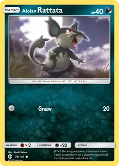 Alolan Rattata Pokemon card from Sun & Moon
