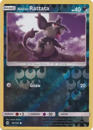 Alolan Rattata Reverse Holo Pokemon card from Sun & Moon