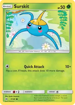 Surskit Pokemon card from Sun & Moon