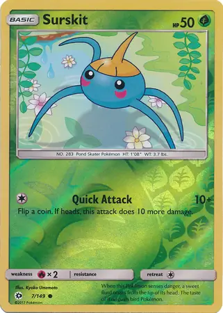 Surskit Reverse Holo Pokemon card from Sun & Moon
