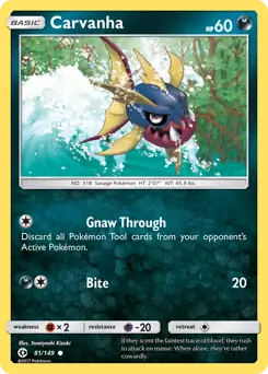 Carvanha Pokemon card from Sun & Moon