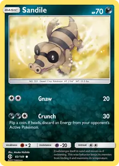 Sandile Pokemon card from Sun & Moon