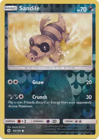 Sandile Reverse Holo Pokemon card from Sun & Moon