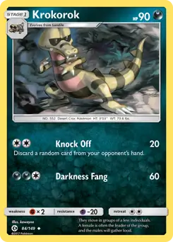 Krokorok Pokemon card from Sun & Moon