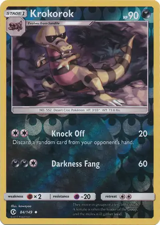 Krokorok Reverse Holo Pokemon card from Sun & Moon