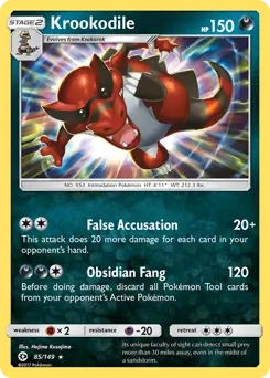 Krookodile Pokemon card from Sun & Moon