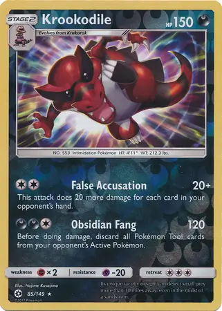 Krookodile Reverse Holo Pokemon card from Sun & Moon