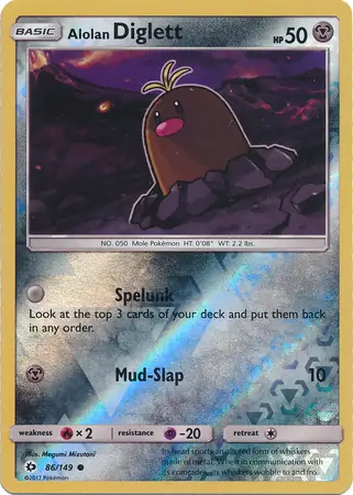 Alolan Diglett Reverse Holo Pokemon card from Sun & Moon