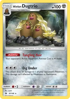 Alolan Dugtrio Pokemon card from Sun & Moon