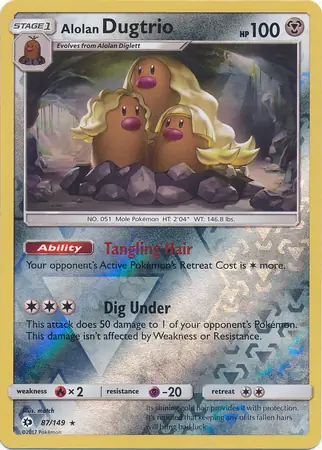 Alolan Dugtrio Reverse Holo Pokemon card from Sun & Moon