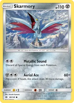 Skarmory Pokemon card from Sun & Moon