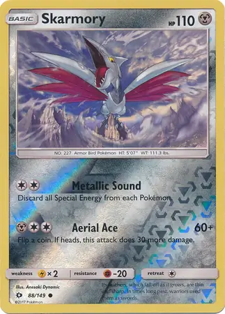 Skarmory Reverse Holo Pokemon card from Sun & Moon
