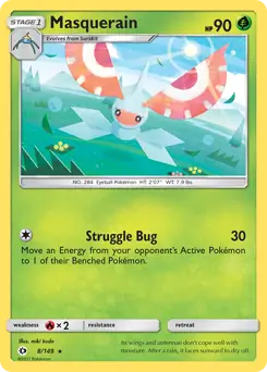 Masquerain Pokemon card from Sun & Moon