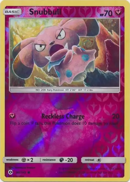 Snubbull Reverse Holo Pokemon card from Sun & Moon