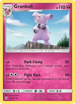 Granbull Pokemon card from Sun & Moon