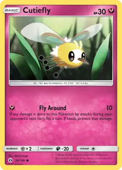Cutiefly Pokemon card from Sun & Moon