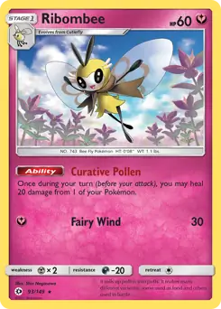 Ribombee Pokemon card from Sun & Moon