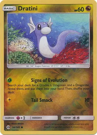 Dratini Reverse Holo Pokemon card from Sun & Moon