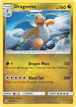 Dragonite Holo Pokemon card from Sun & Moon
