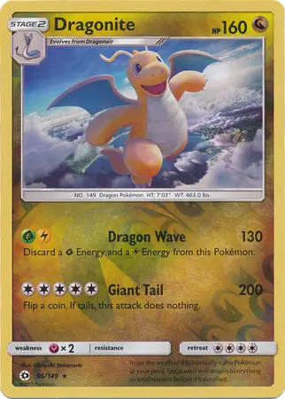 Dragonite Reverse Holo Pokemon card from Sun & Moon