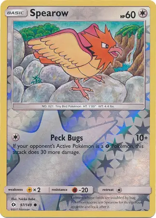 Spearow Reverse Holo Pokemon card from Sun & Moon