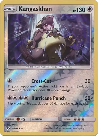 Kangaskhan Reverse Holo Pokemon card from Sun & Moon