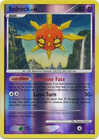 Solrock Reverse Holo Pokemon card from Supreme Victors