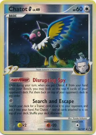 Chatot G Reverse Holo Pokemon card from Supreme Victors