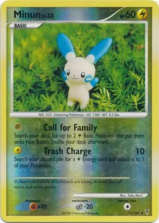 Minun Reverse Holo Pokemon card from Supreme Victors