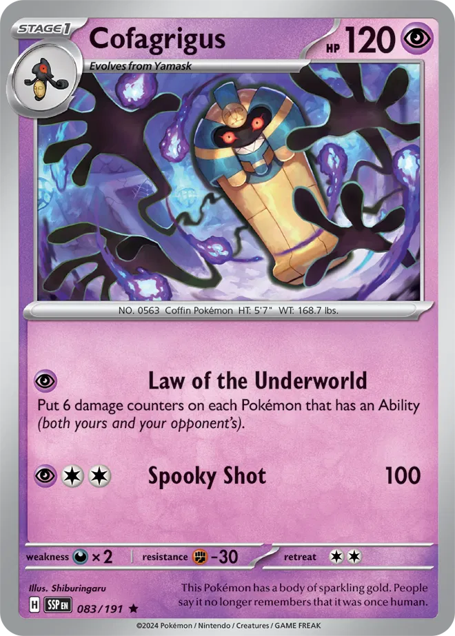 Cofagrigus Pokemon card from Surging Sparks