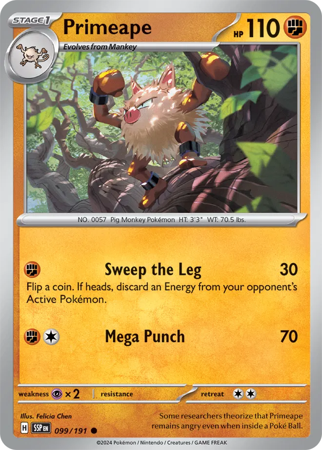 Primeape Pokemon card from Surging Sparks