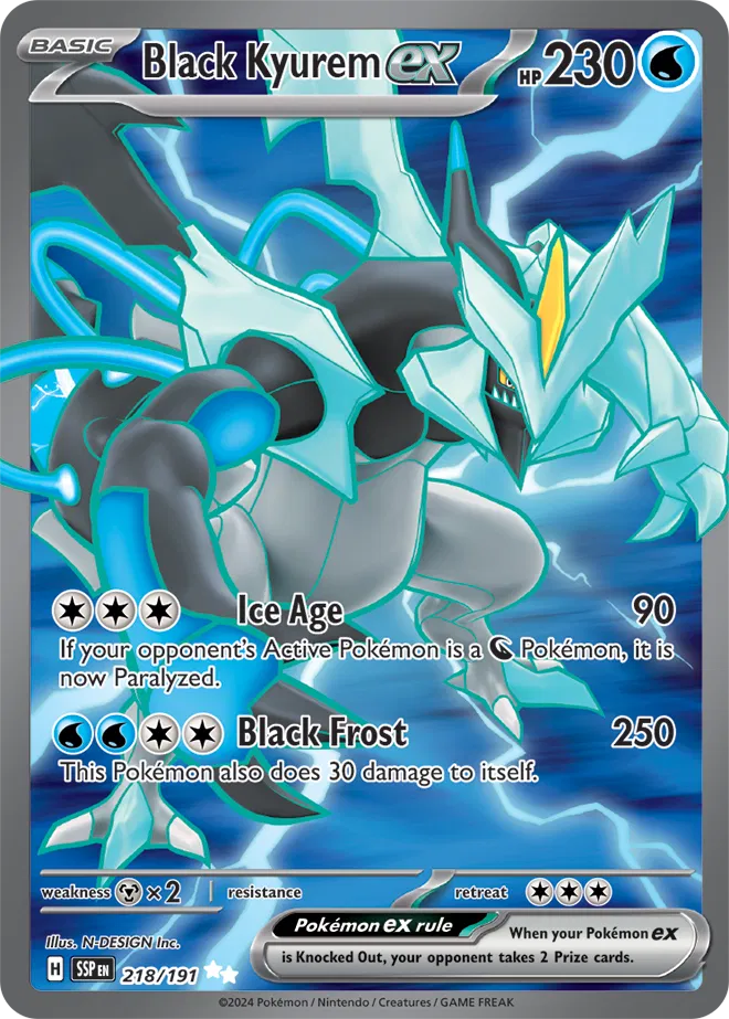Black Kyurem Pokemon card from Surging Sparks