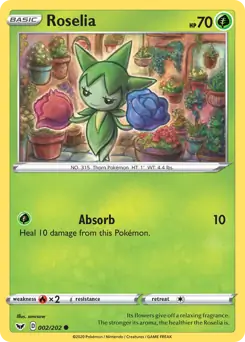 Roselia Pokemon card from Sword & Shield