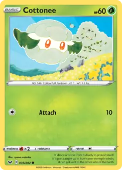 Cottonee Pokemon card from Sword & Shield