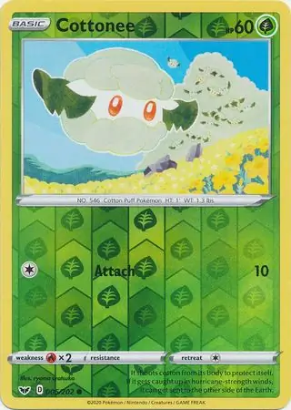 Cottonee Reverse Holo Pokemon card from Sword & Shield