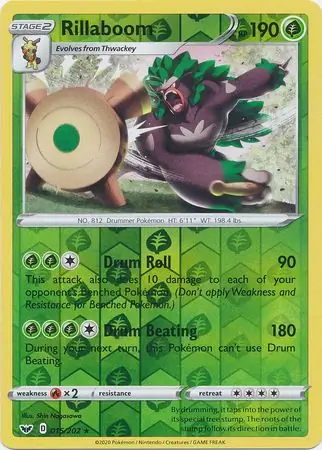 Rillaboom Reverse Holo Pokemon card from Sword & Shield