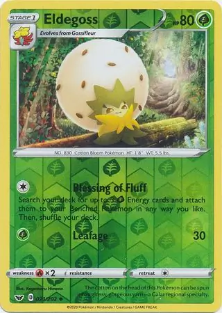 Eldegoss Reverse Holo Pokemon card from Sword & Shield