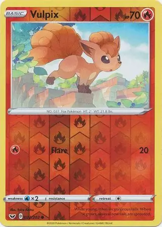 Vulpix Reverse Holo Pokemon card from Sword & Shield