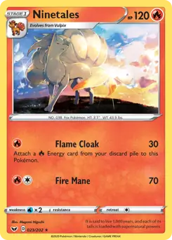 Ninetales Pokemon card from Sword & Shield