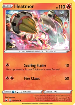 Heatmor Pokemon card from Sword & Shield