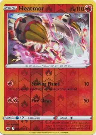 Heatmor Reverse Holo Pokemon card from Sword & Shield