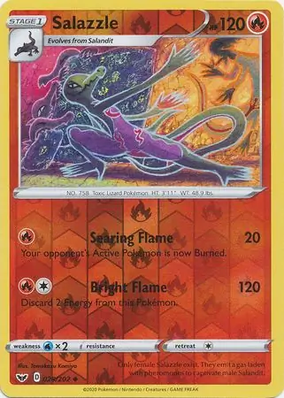 Salazzle Reverse Holo Pokemon card from Sword & Shield