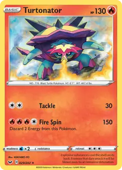Turtonator Pokemon card from Sword & Shield