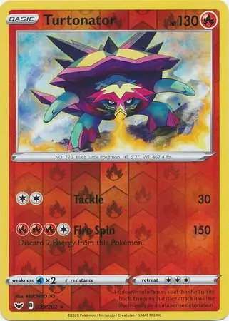 Turtonator Reverse Holo Pokemon card from Sword & Shield